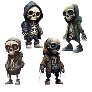Dacnod 4Pcs Skeleton Figurines, Resin 5.9"